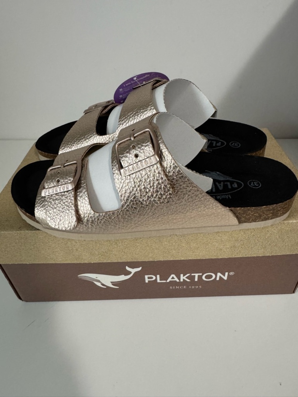 Plakton Betamic Memory Cushion Two Strap Sandals Women’s Size 6 Rose Gold EU 37 - Picture 2 of 6